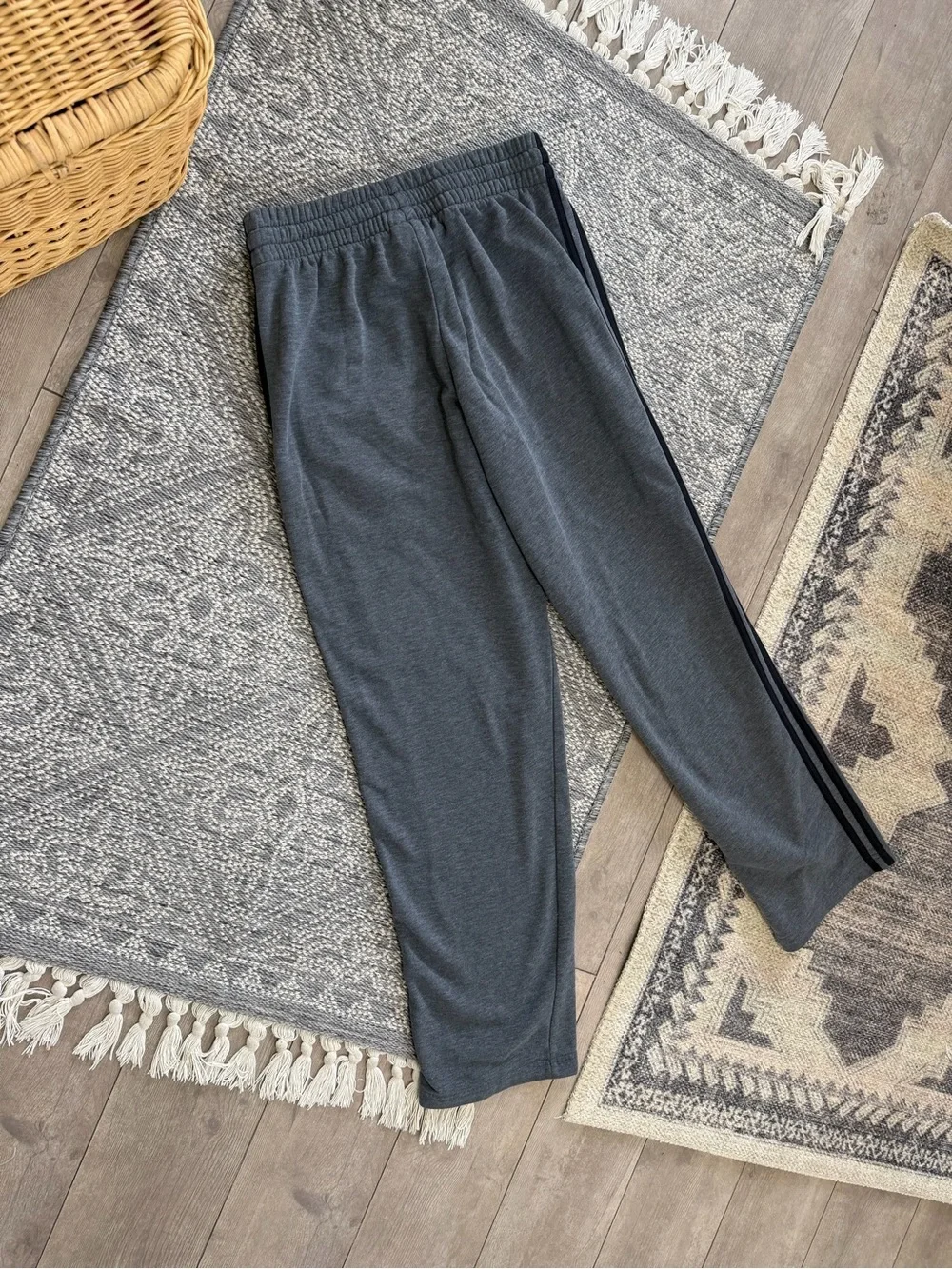 adidas Charcoal Gray Men's Joggers with Black Side Stripes Small *Flawed*